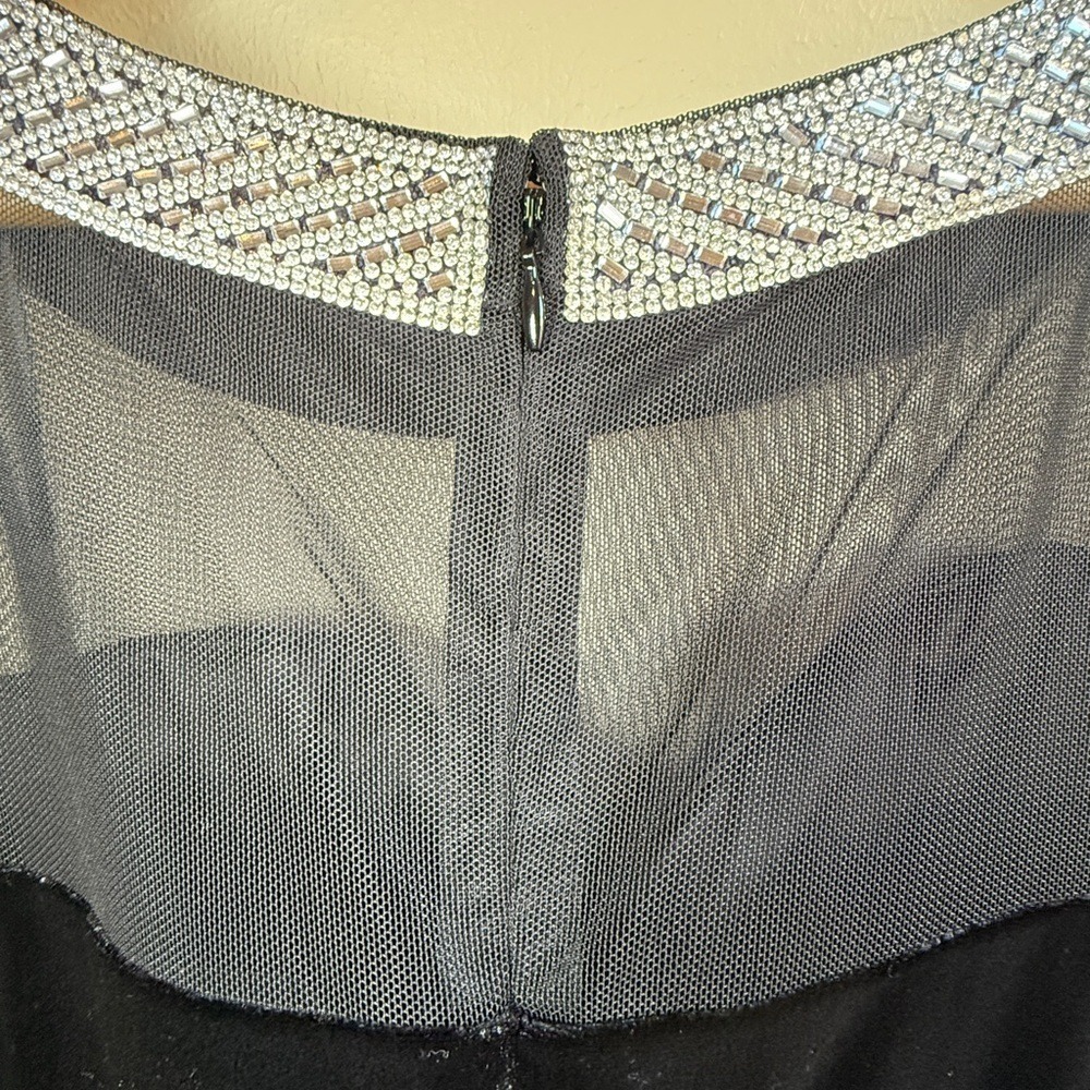 Alex Evenings Women's Black Velvet Mesh Illusion Sleeves & Side Ruching, 10P - Picture 7 of 10